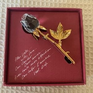 VINTAGE 1990-s SWAROVSKI CRYSTAL ROSE BROOCH with box
